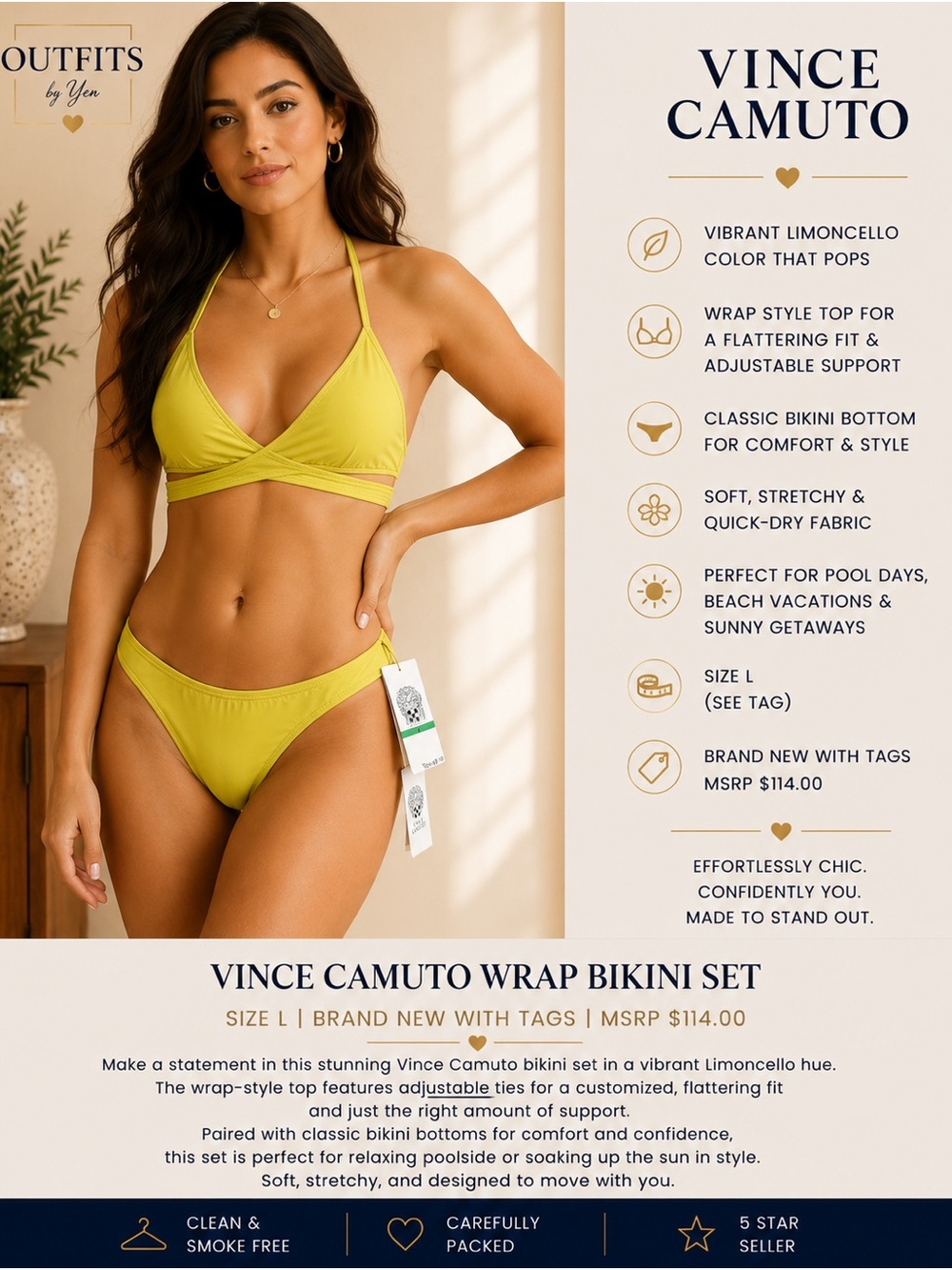 Vince Camuto Limoncello Yellow Wrap Bikini Set